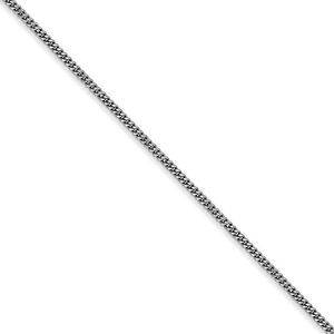1.3mm, 14k White Gold, Solid Curb Chain Necklace, 18 Inch